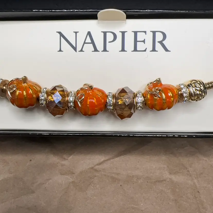 8” NIB Napier Pumpkin Bracelet Toggle Clasp Gold tone