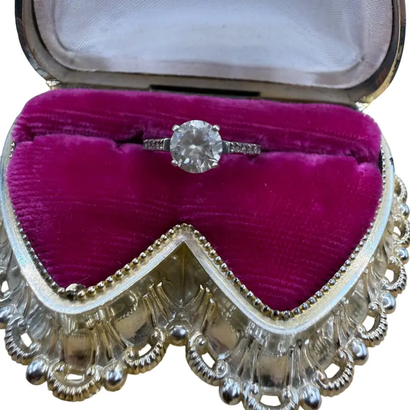 Vintage Sterling Silver Cocktail Ring, Bridal Jewelry Size 6