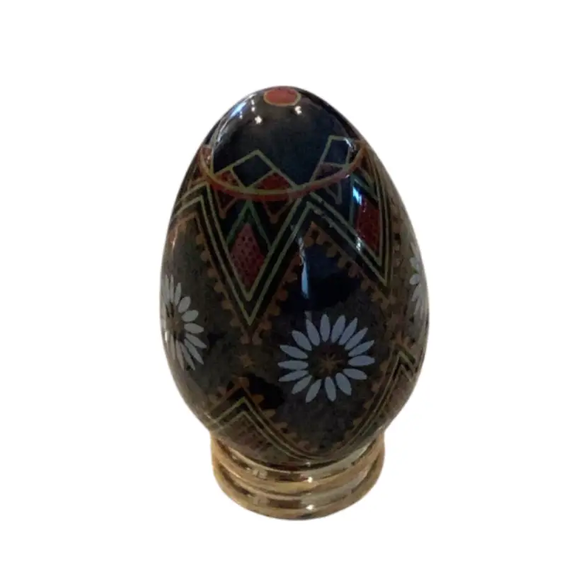 1988 Glass Pysanka Ukrainian Easter Egg On Stand