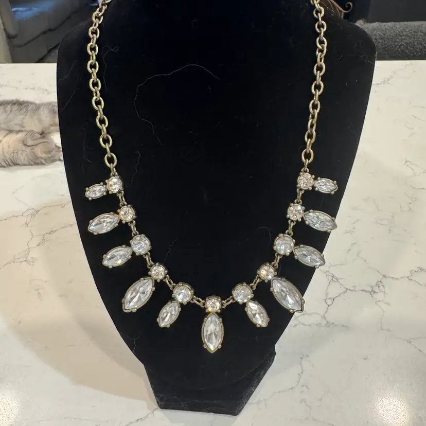 Silver Tone And Crystal Necklace