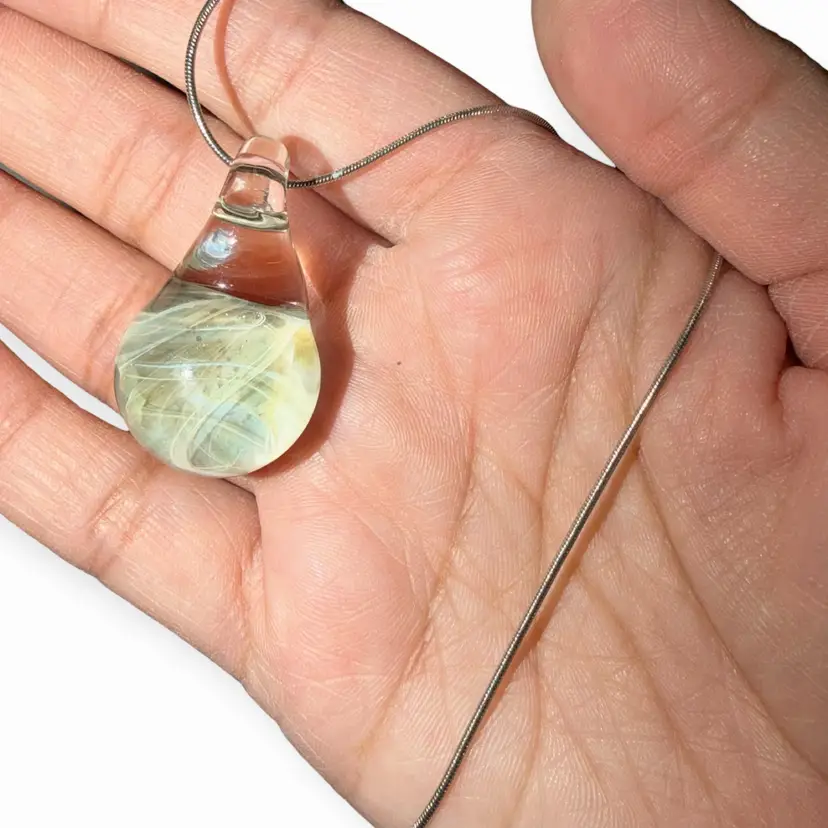 Fairy Glass Lampwork Borosilicate Art Glass/Silver Tone Necklace