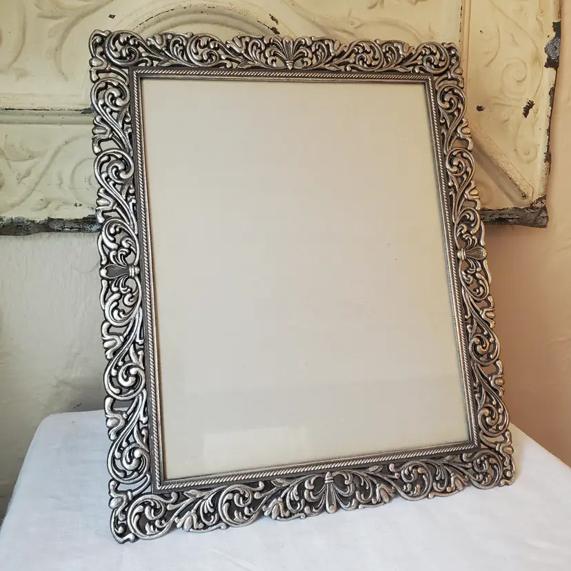 Metal Scrollwork Photo Frame 8x10 Vintage Silver Photo Frame
