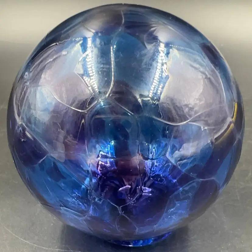 Hand Blown Glass, Orb, Blue, And Purple In Tone Does Not Have A Makers Mark