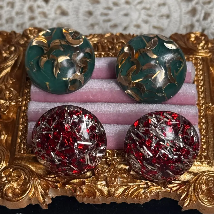 Pair Of Vintage Lucite Clip Earrings