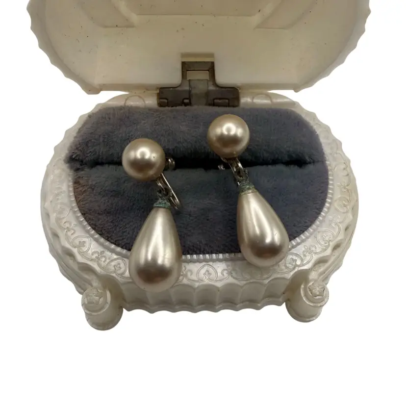 Vintage Sterling Silver Pearl Screwback Earrings