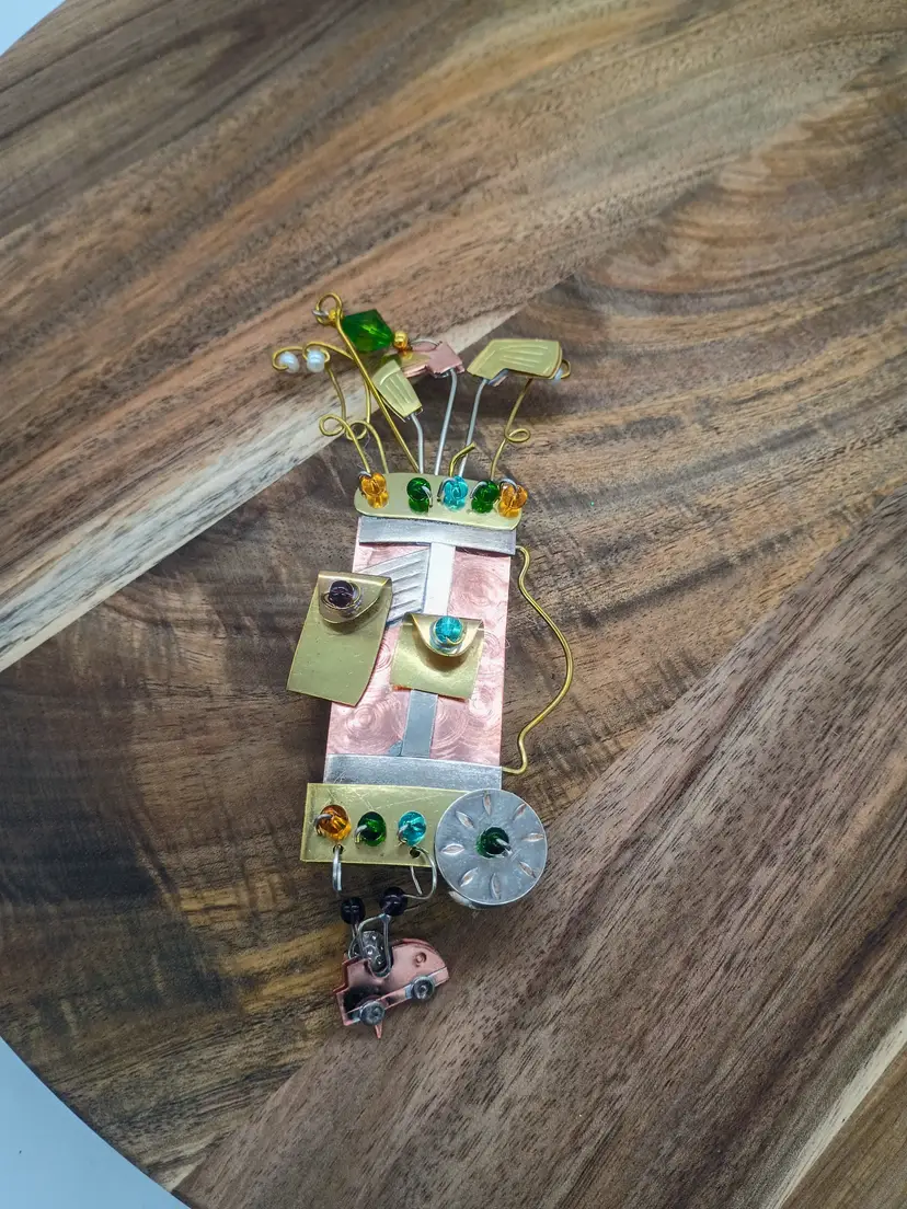 Pilgrim Imports Brass/ Bronze Copper and Nickle Hand Crafted Golf Bag Ornament.