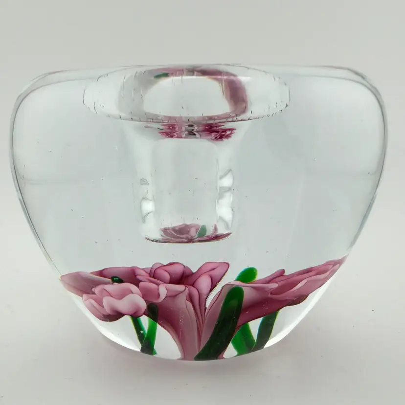 Dynasty Gallery Glass Taper Holder Oink Florals Flowers 2 1/2 x 3 1/4"