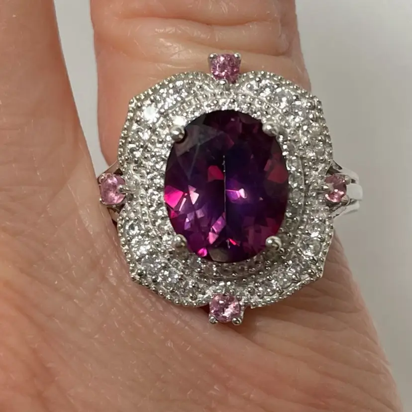 #19 - Size 6 Pink Spinel - Pink Tourmaline - Clear Gemstone 925 Sterling Silver Ring NEW With Tag