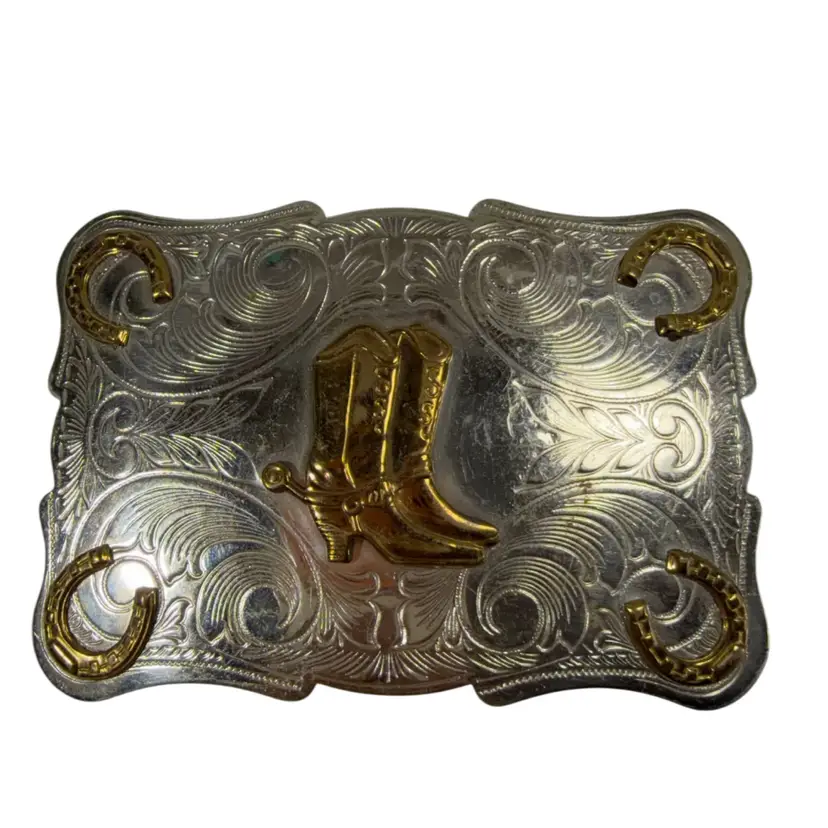 Rock Mount Nickel Silver Western Buckle 3.5” X 2.5”