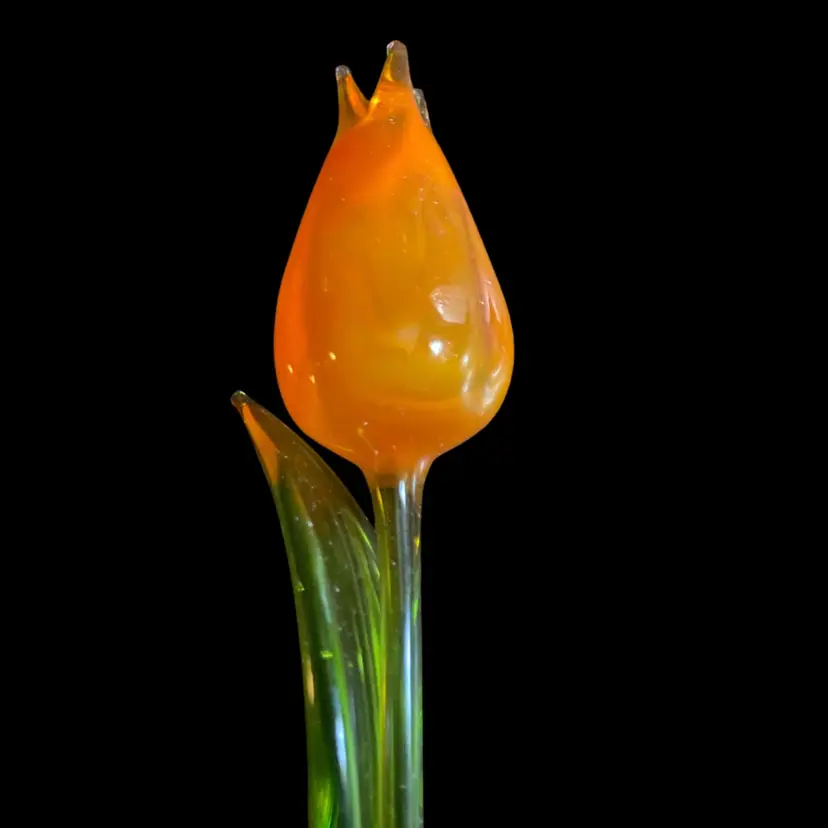 #32- Just In From Ukraine 9 Inch Hand Blown Glass Flowers As Pictured