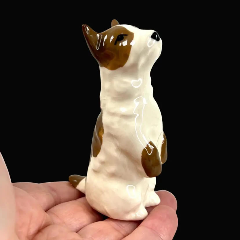 Begging Terrier Puppy- Szeiler Pottery England- Hard-to-find Ceramic Dog Vintage Figurine Miniature
