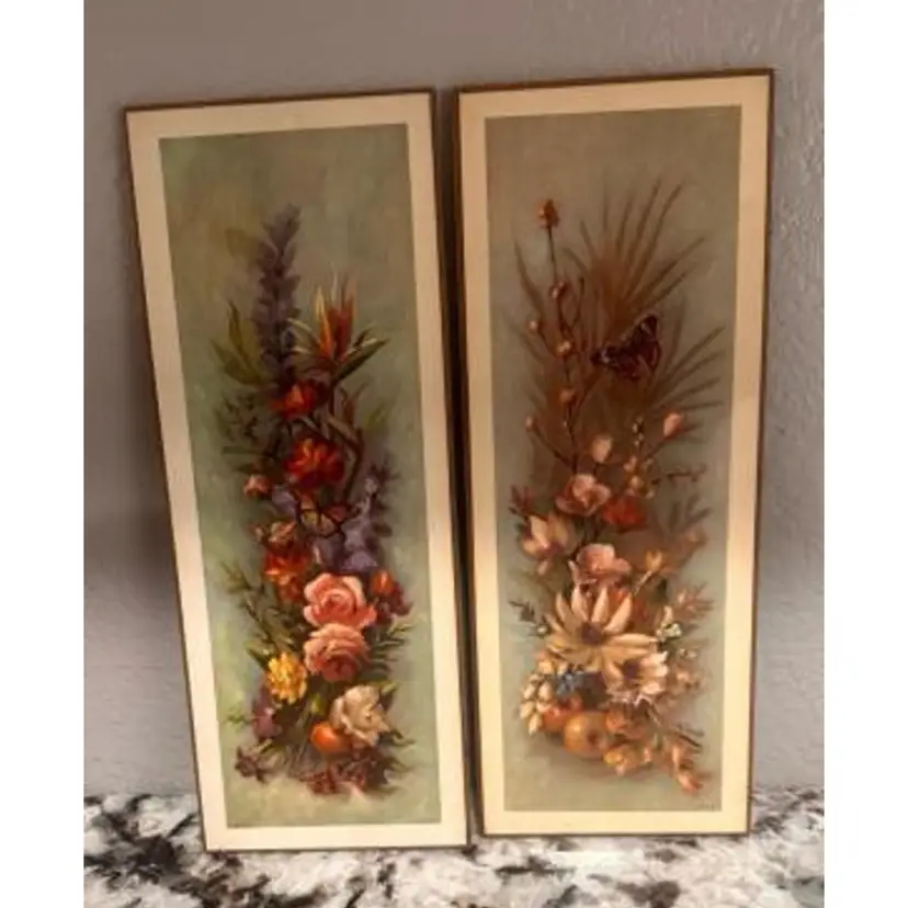 Floral Butterfly Wall Art Set Of 2, signed Roberto