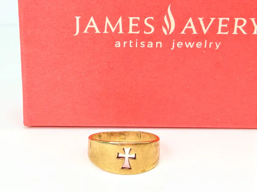 Vintage James Avery 10K Gold Narrow Crosslet Cutout Cross Ring Size 6 JR2002