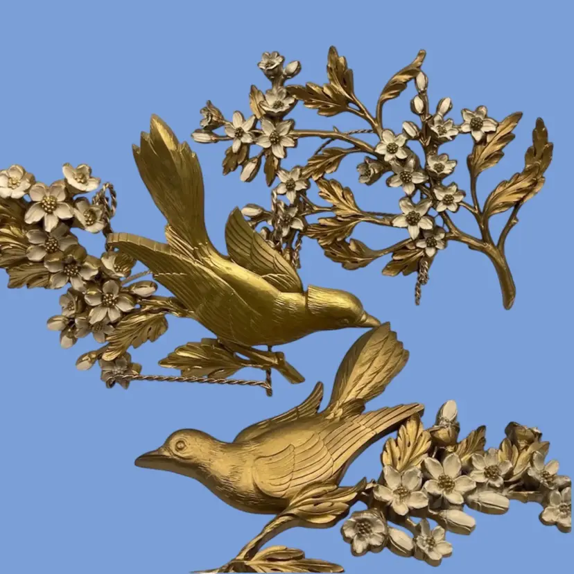 #022- 3pc Wall Decor Song Birds On Dogwood Branch Dart Industries 1967 USA