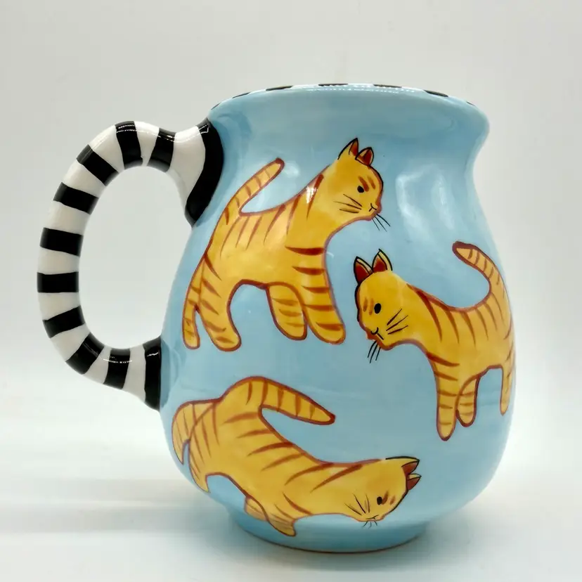 Hand painted Cat Mug Handmade By Patricia DuPont 1999