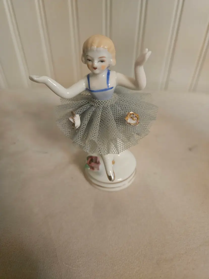 Made in Japan Blue Porcelain Lace Ballerina Figurine
