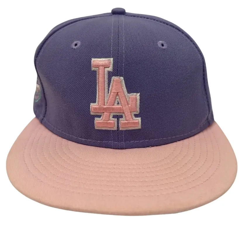 Los Angeles Dodgers 50th Anniversary Lavender & Pink Fitted Hat by New Era 7 1/8