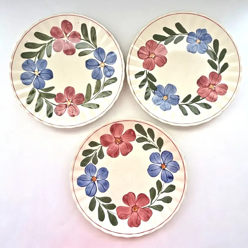 Blue Ridge Pottery Vintage Farmhouse Petunia Dinner Plates Cottagecore Country
