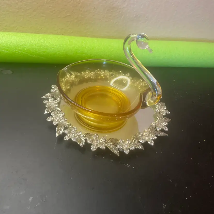 MCM Viking Glass Canary Yellow Swan Dish