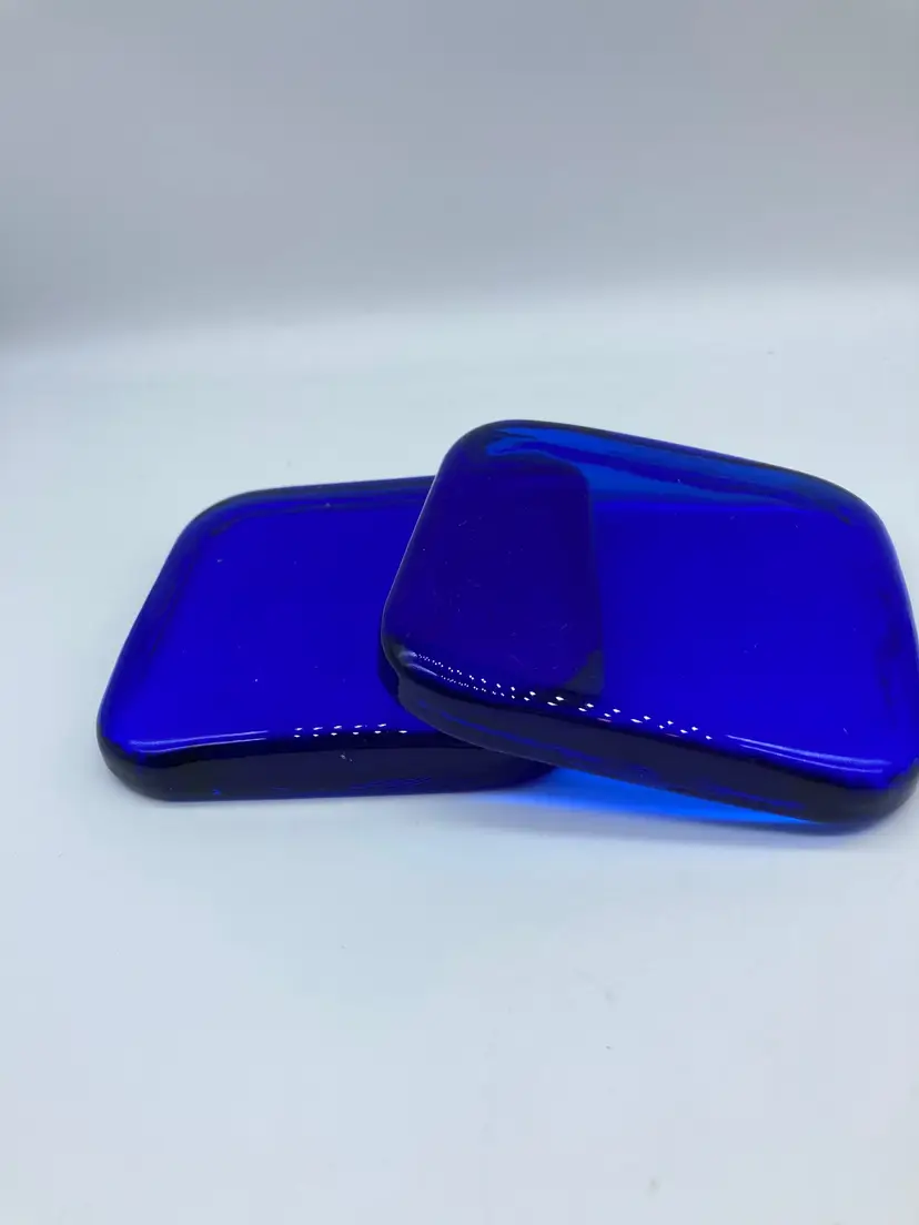 Thick Rounded Corner Cobalt Blue Glass Coasters