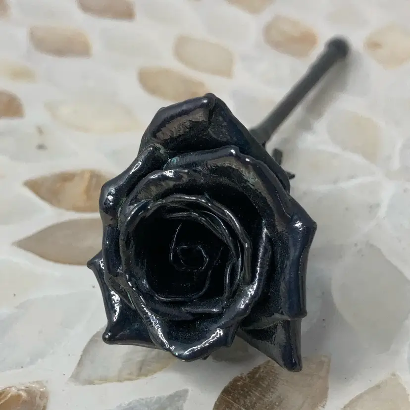 Real Rose Preserved In Iron! 4 1/2”!