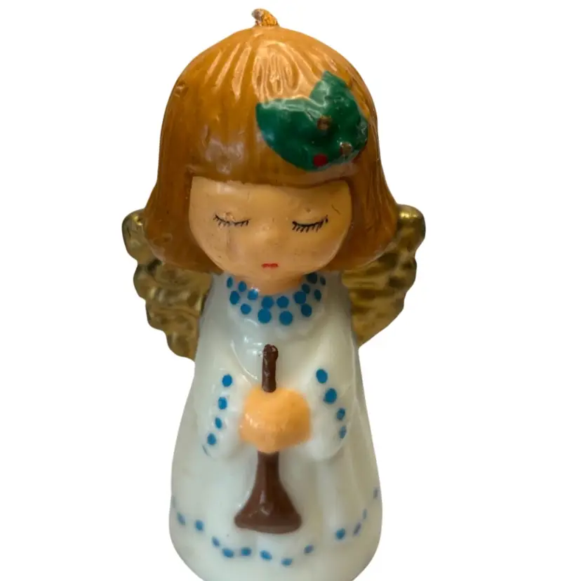 Vintage Molded Wax Angle Candle 5” Tall
