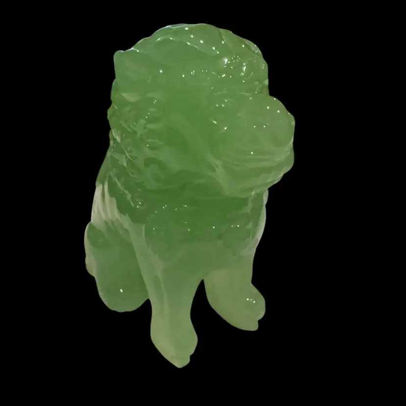 Green Jade Glass Foo Dog Sitting