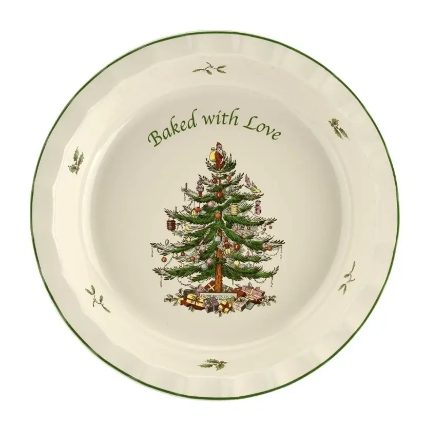 Vintage Spode Christmas tree scalloped Edge pie plate discontinued 10