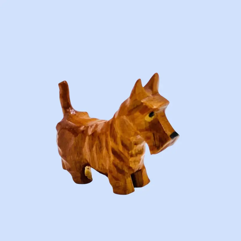#224- Vintage Miniature Wood Carved Scottie Dog Scottish Terrier 1965