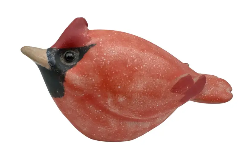 Signed Michael Fromme Studio Art Pottery Bird Figurine Cardinal Red Black