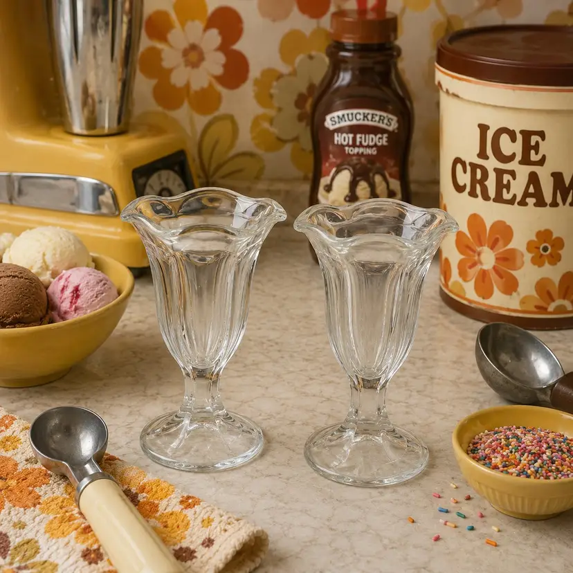 Vintage Clear Glass Sundae Dishes