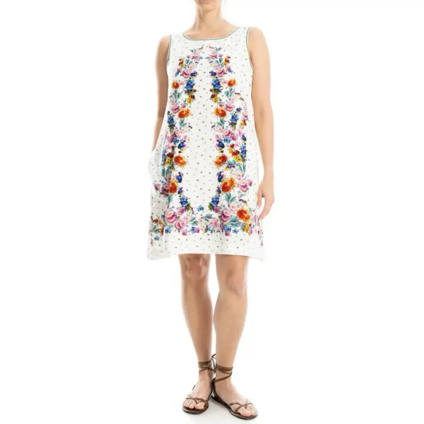Max studio Linen Blend Floral Shift Dress