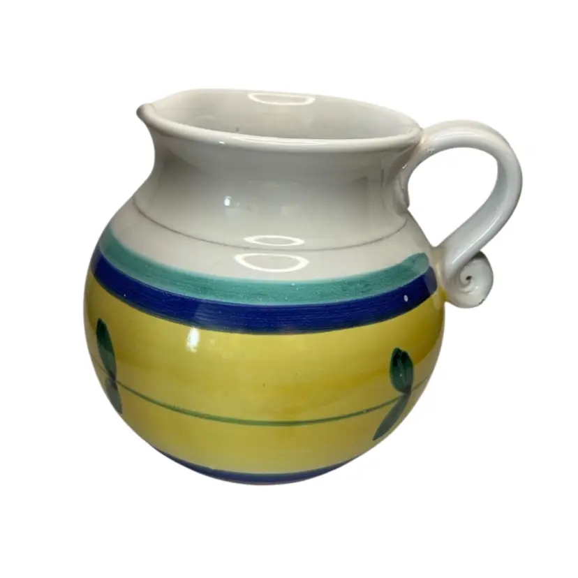Vintage 1980’s Italian Celecu Carousel Pottery Pitcher 6” Tall