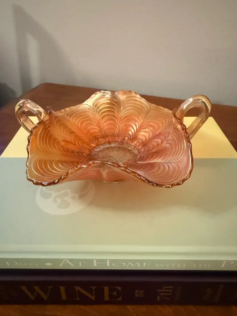 ☀️ 8” W x 3-1/4” H Vintage Fenton Marigold Carnival Glass