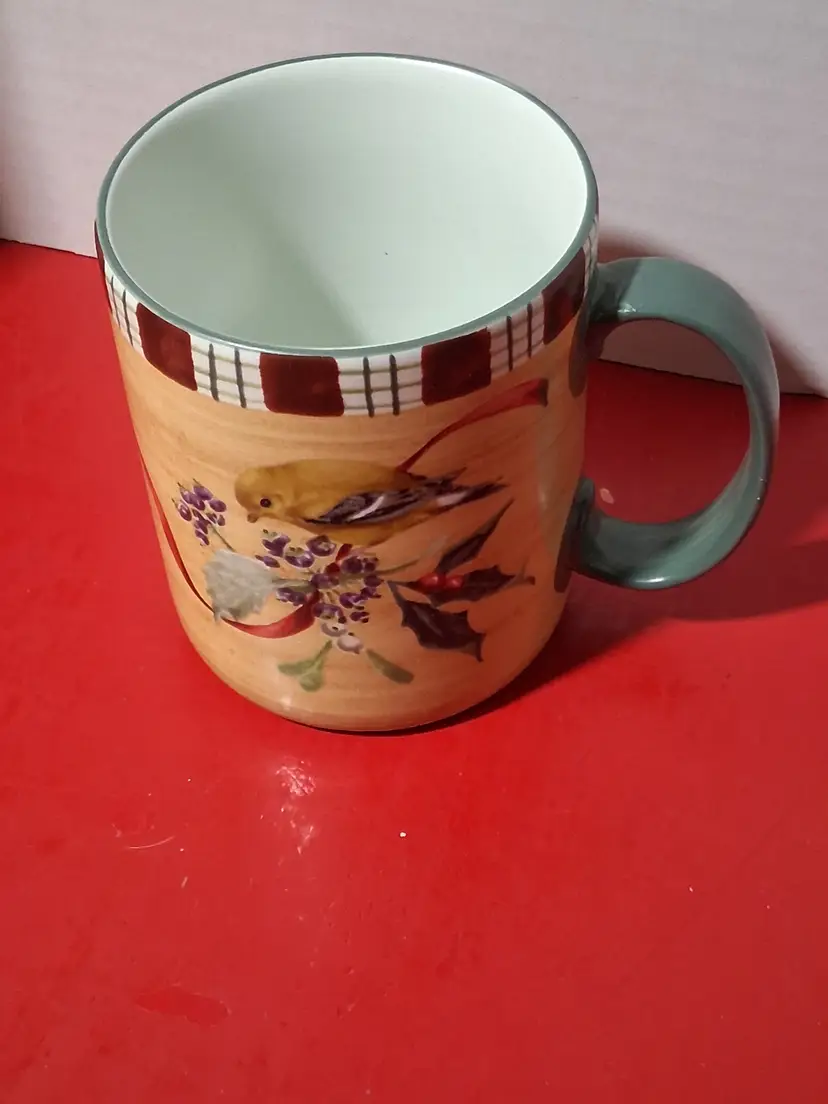 Lenox Charming Goldfinch Bird and Floral Ceramic Mug