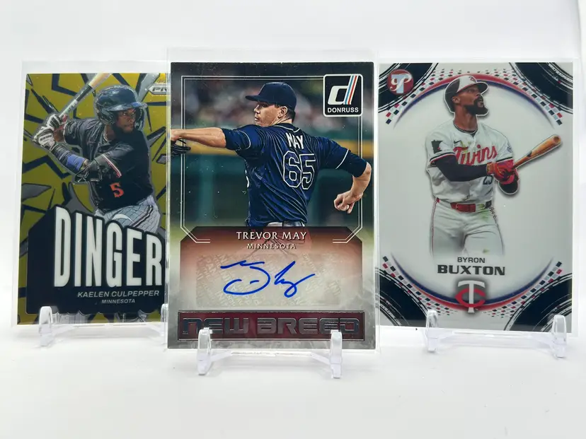 BC30 - Minnesota Twins 3-card lot - Culpepper Dingers, May Auto, Buxton Pristine
