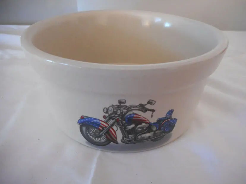 Roseville Pottery RRP American motorcycle Stoneware bowl Robinson Ransbottom