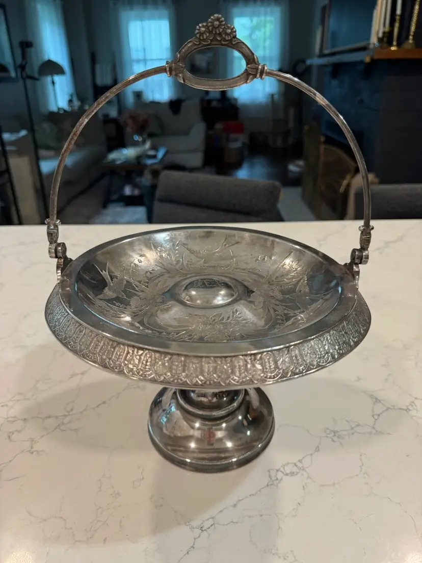🪹Antique Quadruple Plated Brides Basket, Late 1800’s