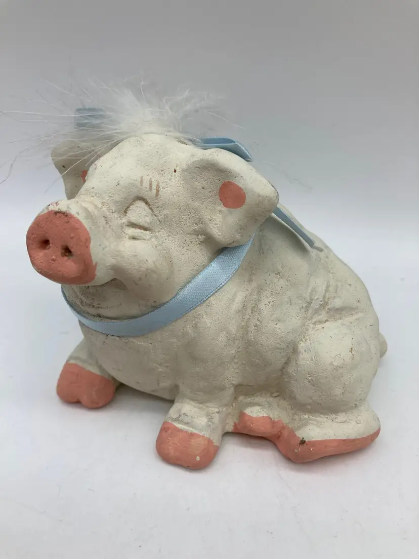 1993 CA Cast Art Industries Sleepy Pig Figurine signed By Kristin 3"x 4”X 3”