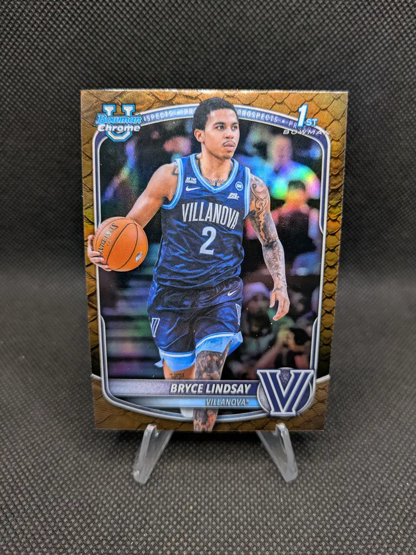 Bryce Lindsay 2025-26 Bowman Chrome U #BCP-52 Reptilian Refractor 1st - Villanova Wildcats