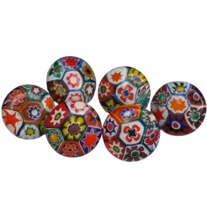 Vintage 6 Murano Millifiori Glass Buttons 9/16” Ex
