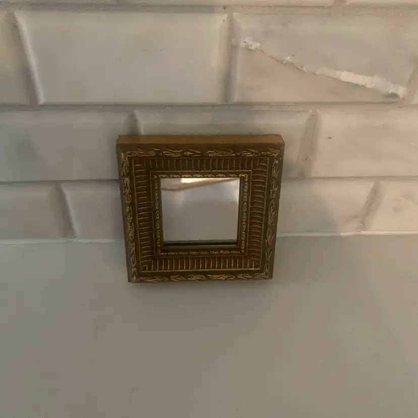 Gold Tone  3.5” Square Mirror