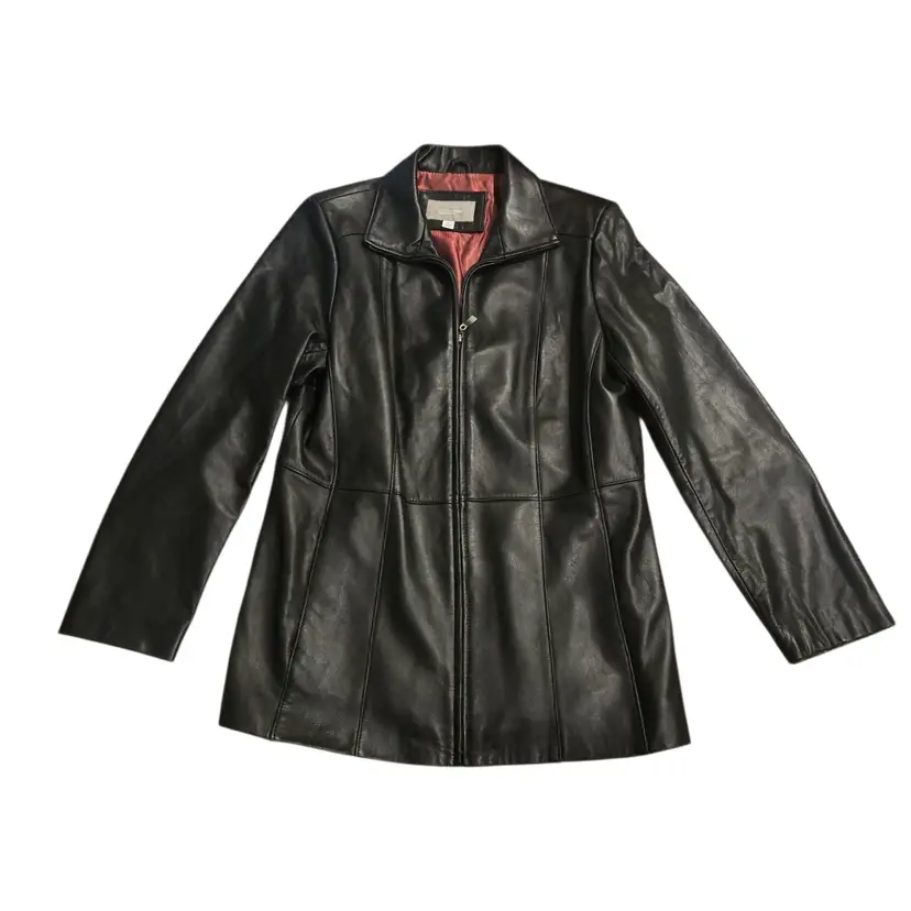 Croft & Barrow Women's L Black Soft Lambskin Leather Zip Front