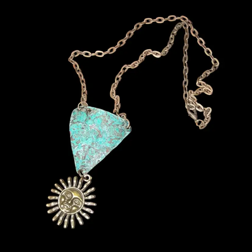 Verdigris Sun Brass/Copper Necklace