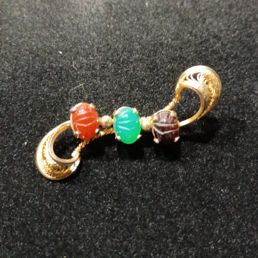 Burt Cassell gold filled scarab brooch