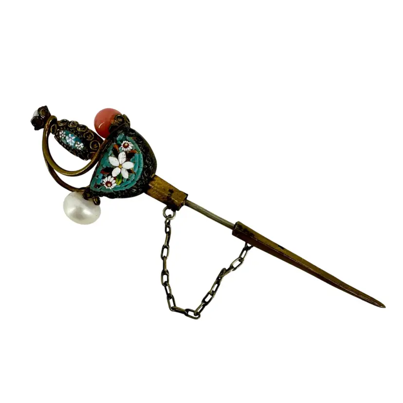 Micro Mosaic Floral Sword Stick Pin