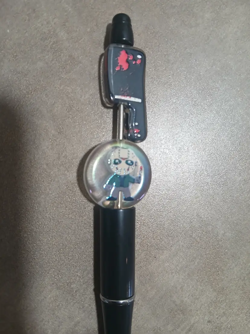 Jason black beaded pen with knife