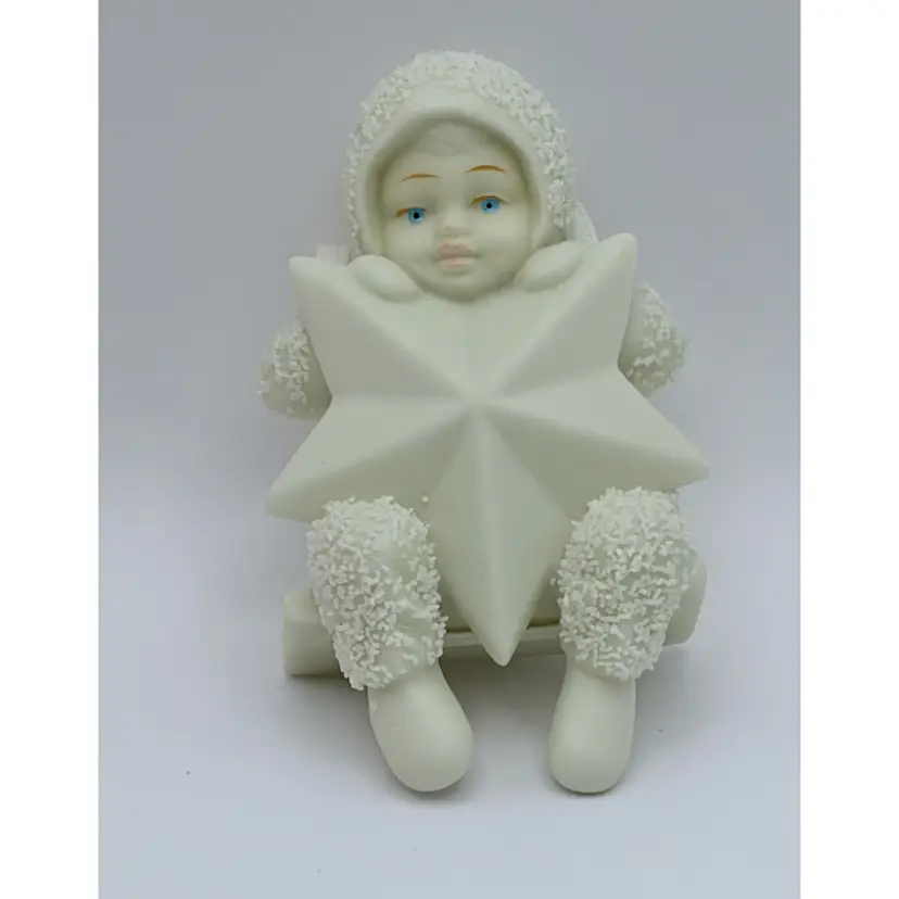Dept 56, Snowbabies, “Swinging On a Star” Ornament, Baby, Star, Bisque, Retired