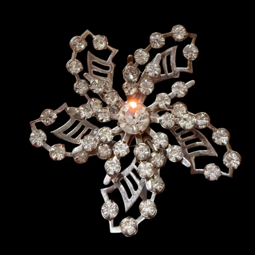 Pinwheel Rhinestone Brooch Unmarked