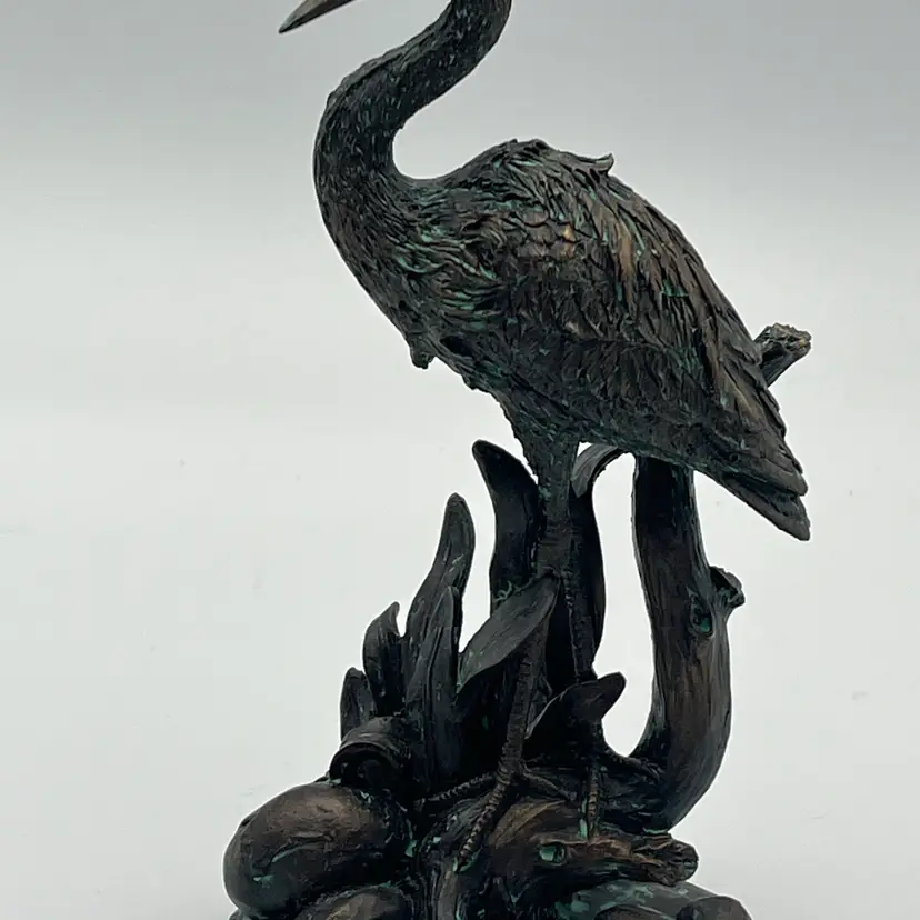 Cast Bronze Crane Figurine